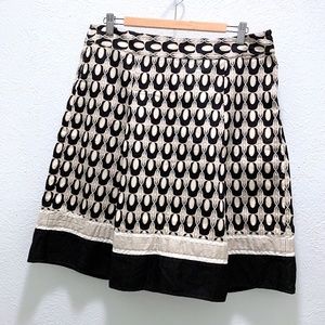 Ann Taylor | Vintage Linen Print Skirt | Cream/Black Patterned | Size 12